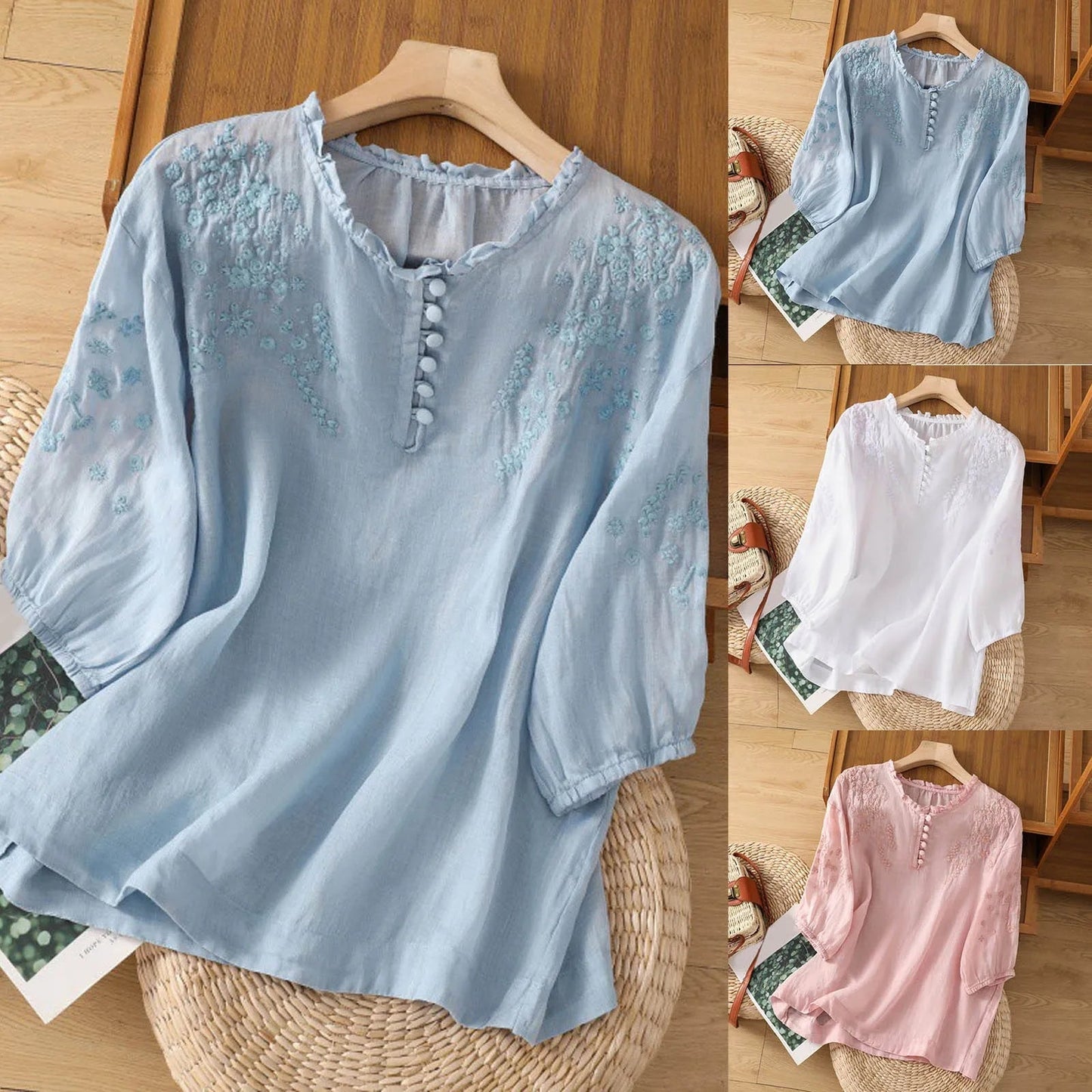 Camicetta Elegante Donna Floreale con Bottoni - Camicie Donna Raffinate per Ogni Occasione 4
