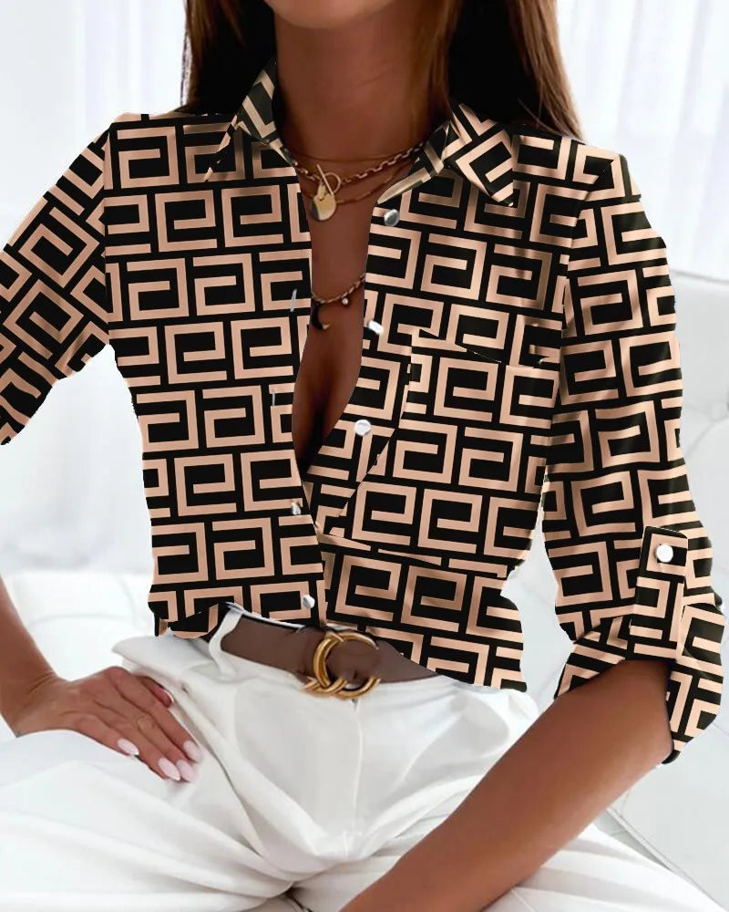 Camicia Donna Elegante con Stampa Artistica - Camicette Chic per Ogni Occasione 3