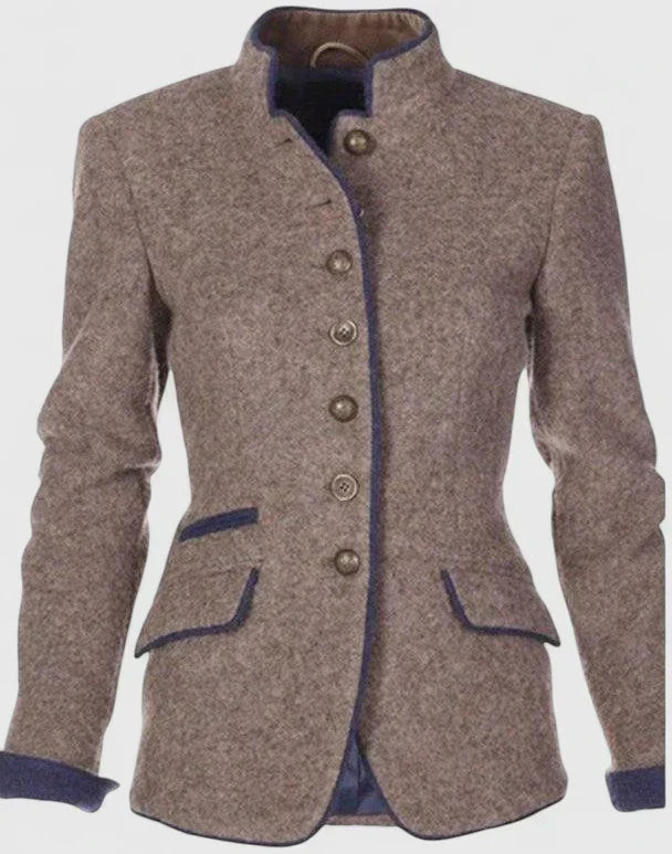 Cardigan Donna con Collo Alto e Chiusura a Bottoni