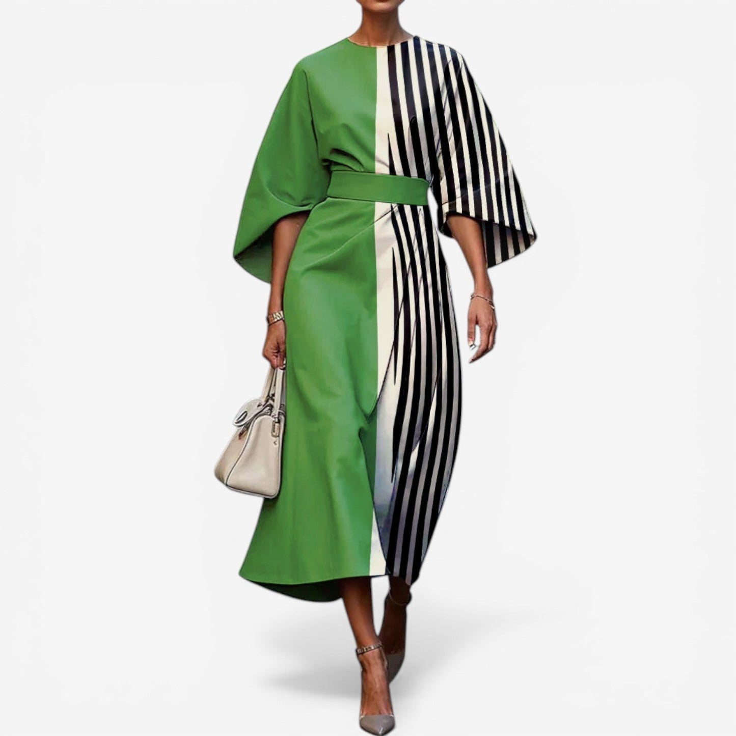 Dahlia | Abito Midi Donna Patchwork Maniche Kimono Stampa 7