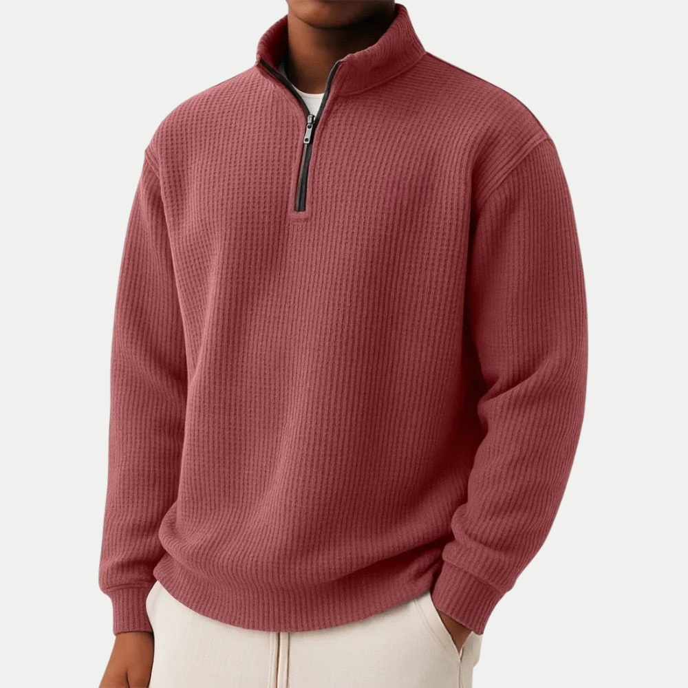 Dali | Uomo Felpa Con Zip Comfort Quotidiano Rosso