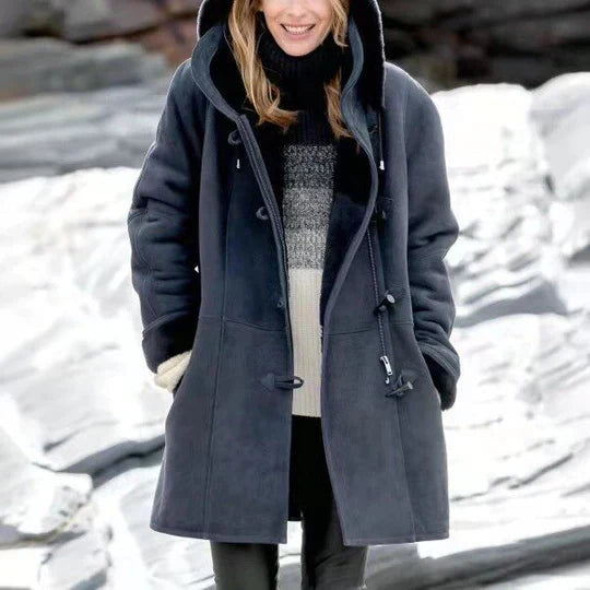 Giacca Donna Casual con Cappuccio Foderata in Pile Calda