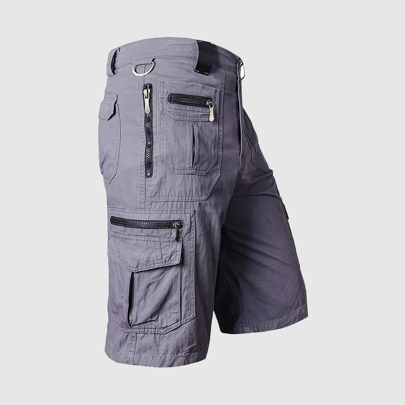 Bermuda Cargo Uomo con Tasche Multiple e Chiusura Lampo