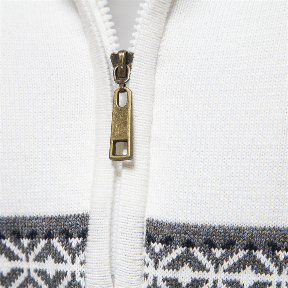 Maglione Uomo Invernale in Maglia con Zip e Collo Alto Caldo
