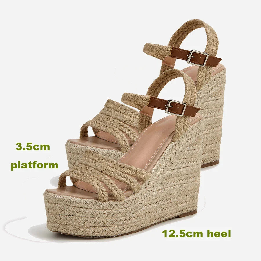 Eccina | Espadrillas Con Zeppa Peep Toe Piattaforma