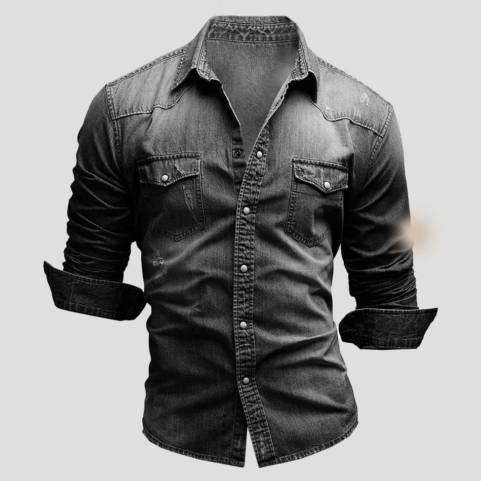 Camicia Uomo Manica Lunga con Bottoni e Tasche sul Petto