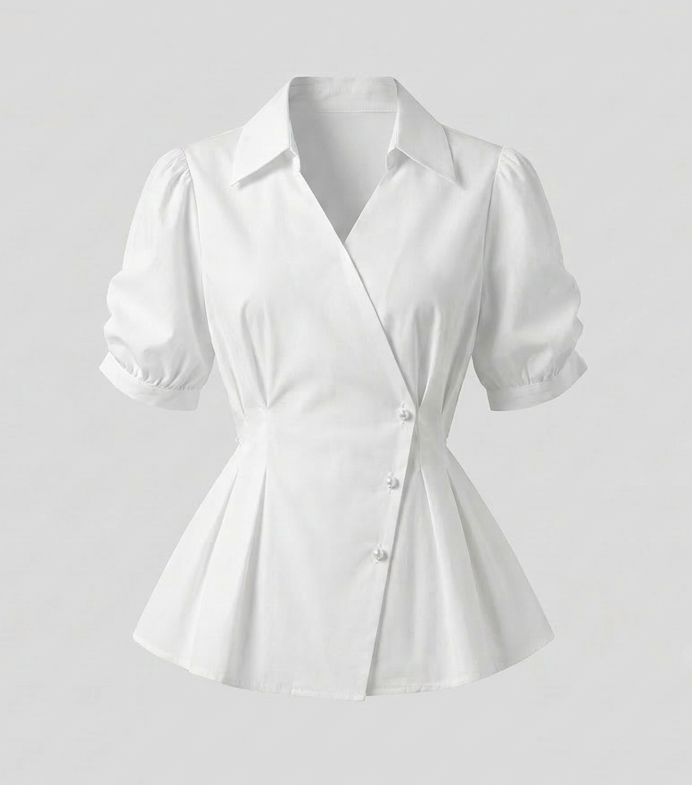 Blusa Donna Sagomata Manica a Sbuffo