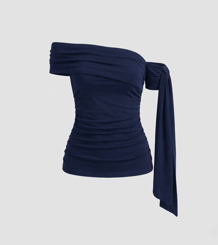 Donna Drappeggiato Scollatura Spalle Scoperte