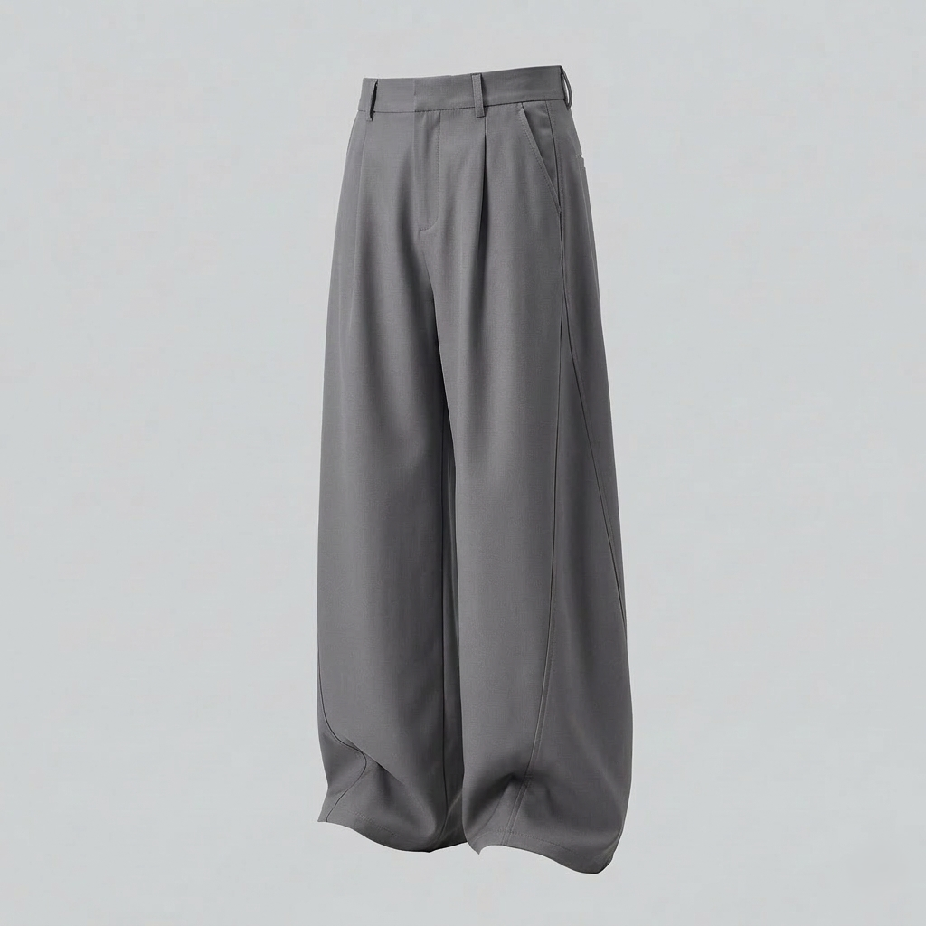 Pantaloni Palazzo Uomo Vita Alta Ampia