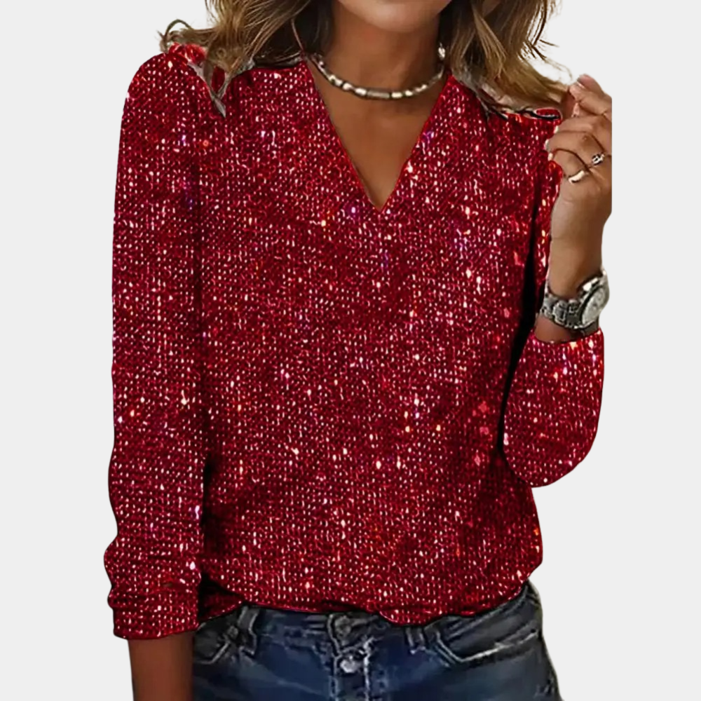 Blusa Donna Scollo a V Manica Lunga
