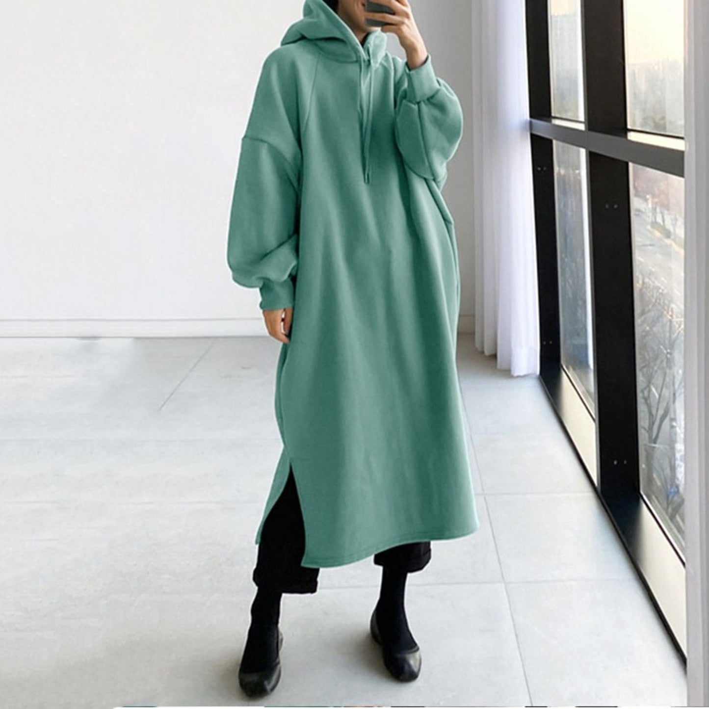 Maglione Donna con Cappuccio e Manica Lunga Caldo Stile