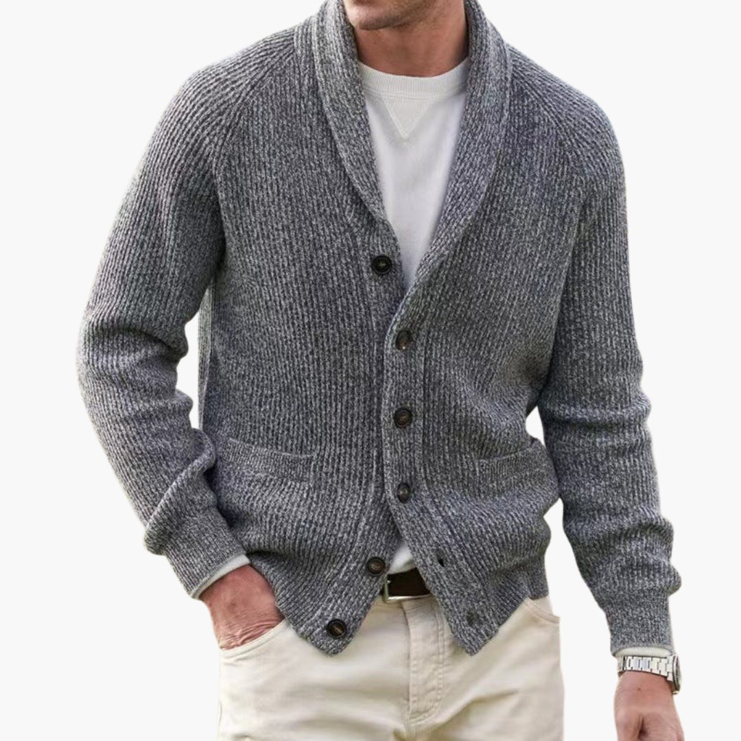 Cardigan Uomo in Maglia con Collo Sciarpa