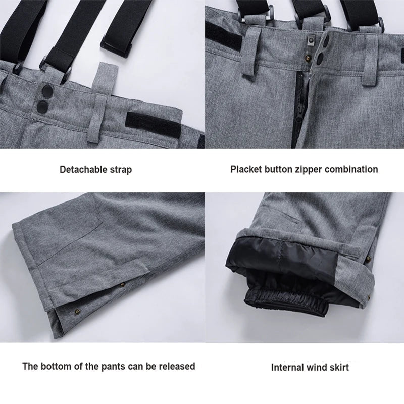 Pantaloni Sci Unisex con Bretelle Invernali Impermeabili