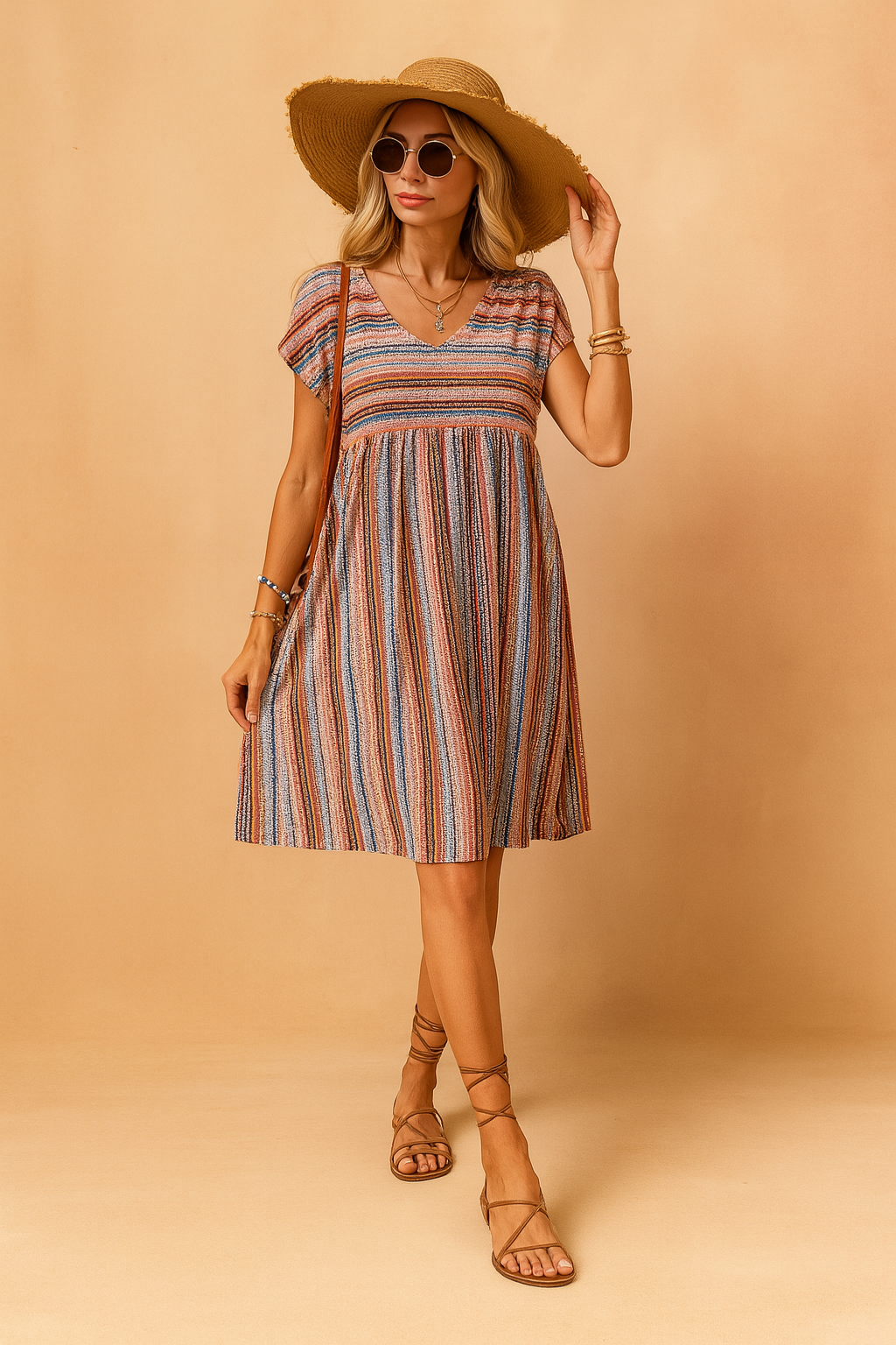 Josie | Mini abito boho a righe elegante e fluido 2