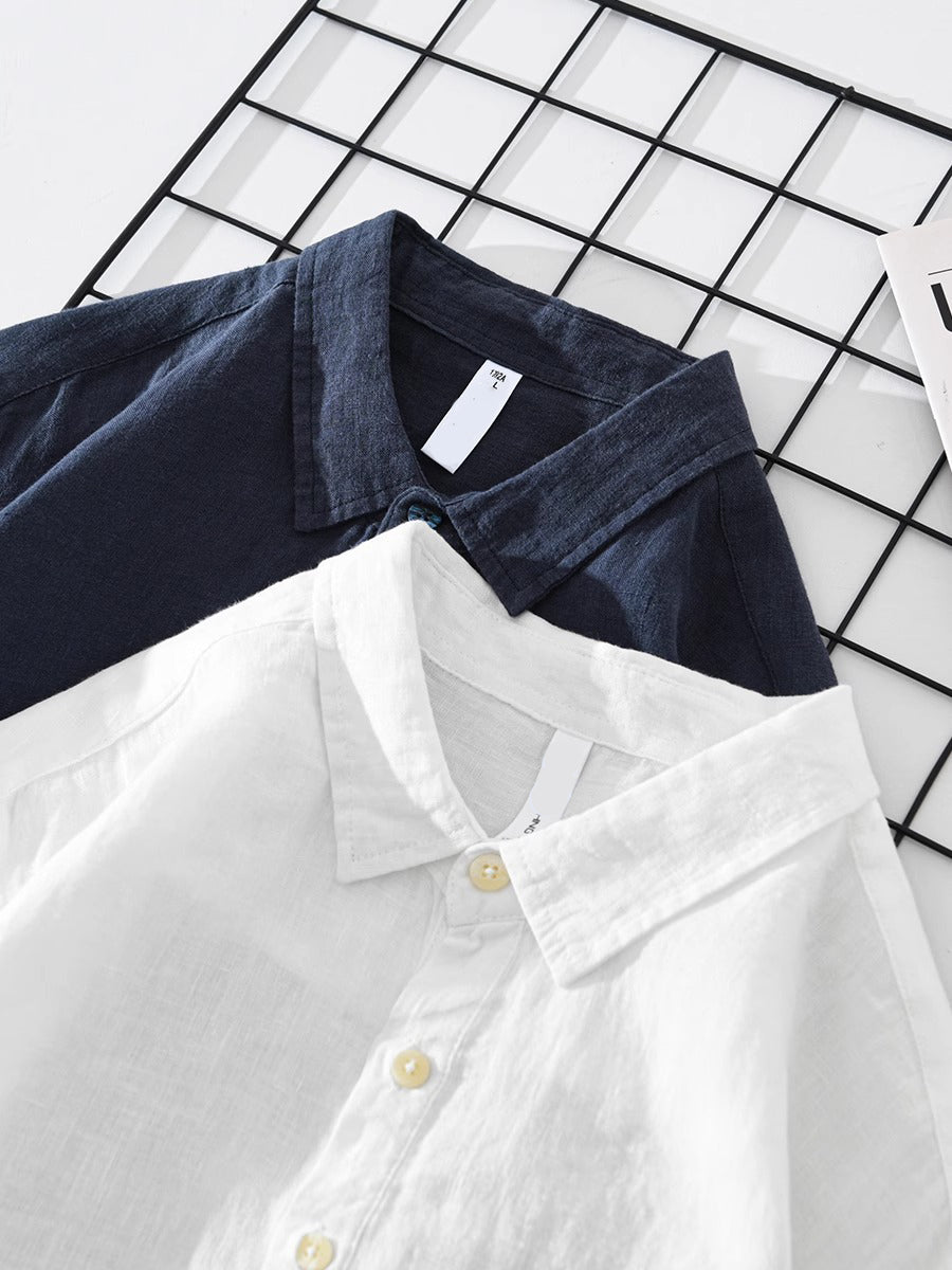 Camicia Uomo Cotone Lino Vestibilità Regular