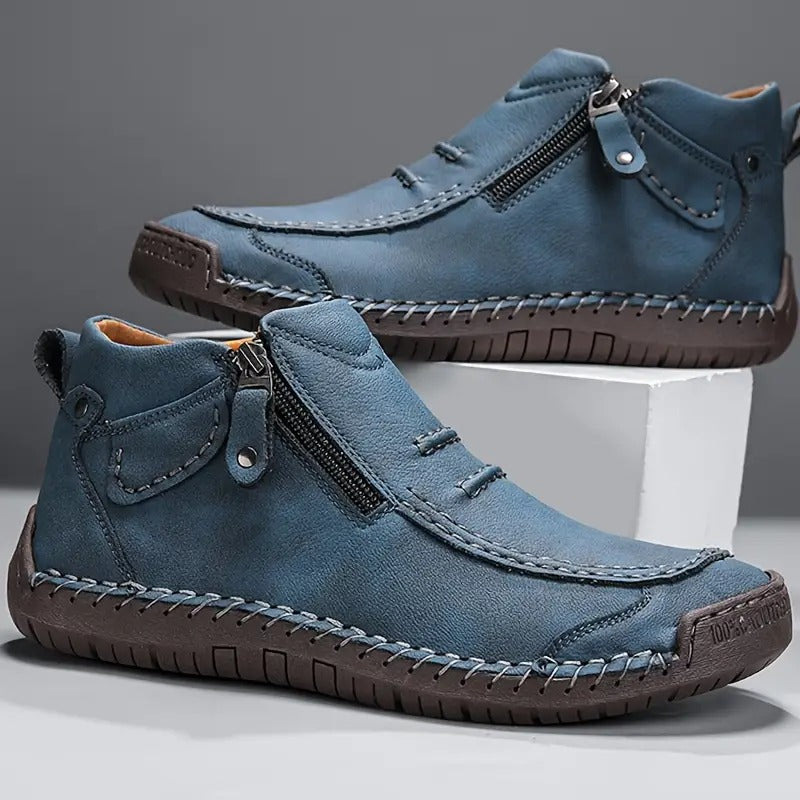Scarpe Uomo in Pelle Ortopediche con Chiusura Zip