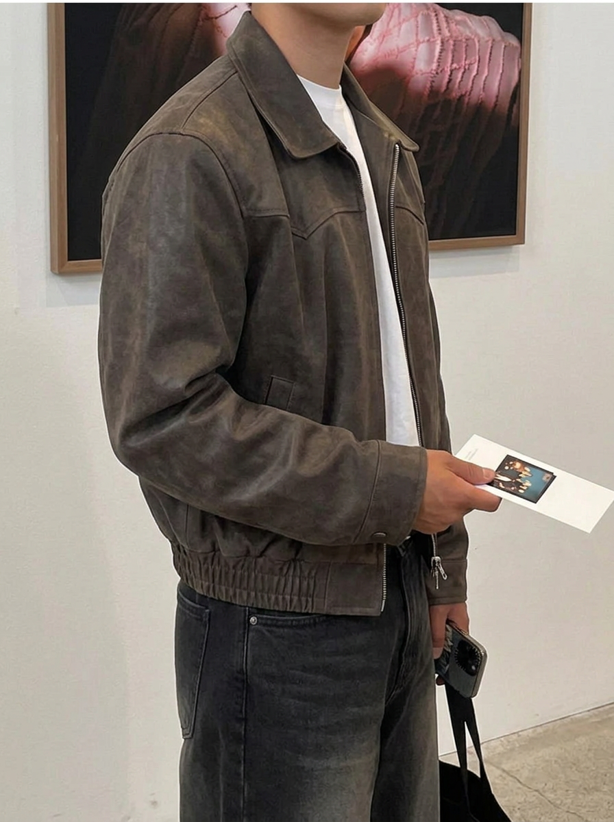 Lorenzo | Giacca in Pelle Casual Uomo Vintage Bomber 2