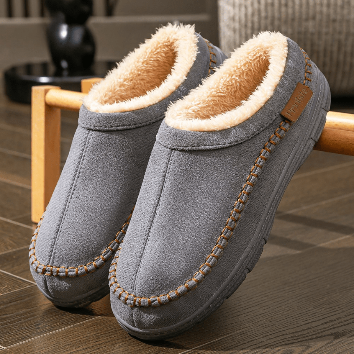 Pantofole Invernali Con Fodera Morbida Per Uomo | Lunavie Grigio