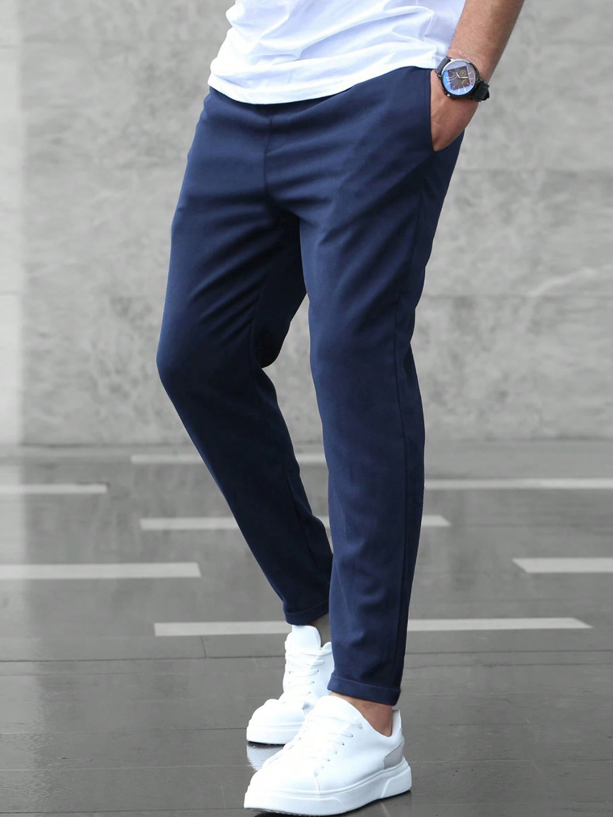 Pantaloni Jogging Uomo Tessuto Morbido Vestibilità Slim Cintura