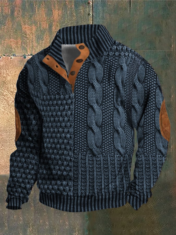 Maglione Casual Con Bottoni Per Uomo | Tervon Blu scuro