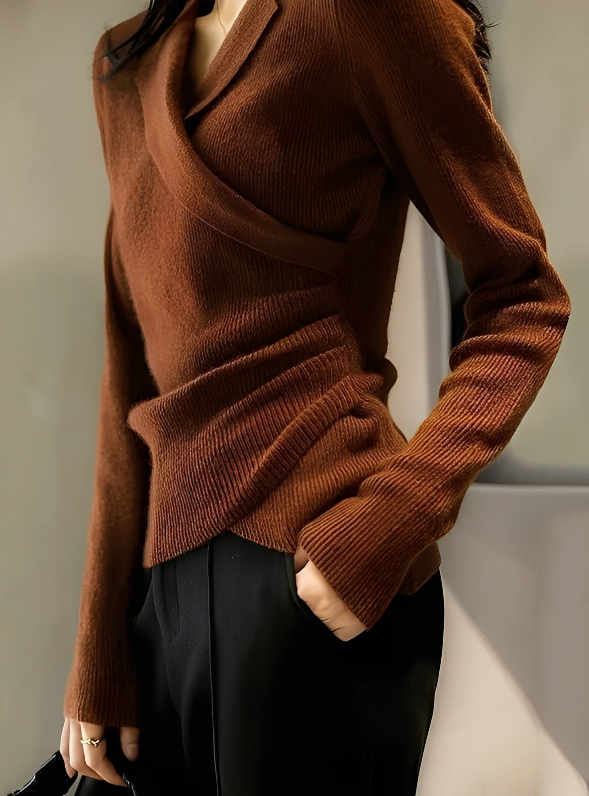 Maglione Classico Caldo Per Donna | Trelia Marrone