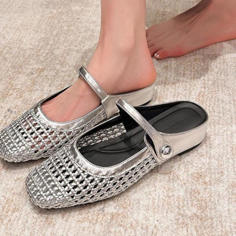 Mara | Mule da Donna Intrecciata Mary Jane Strap Punta Quadrata 8