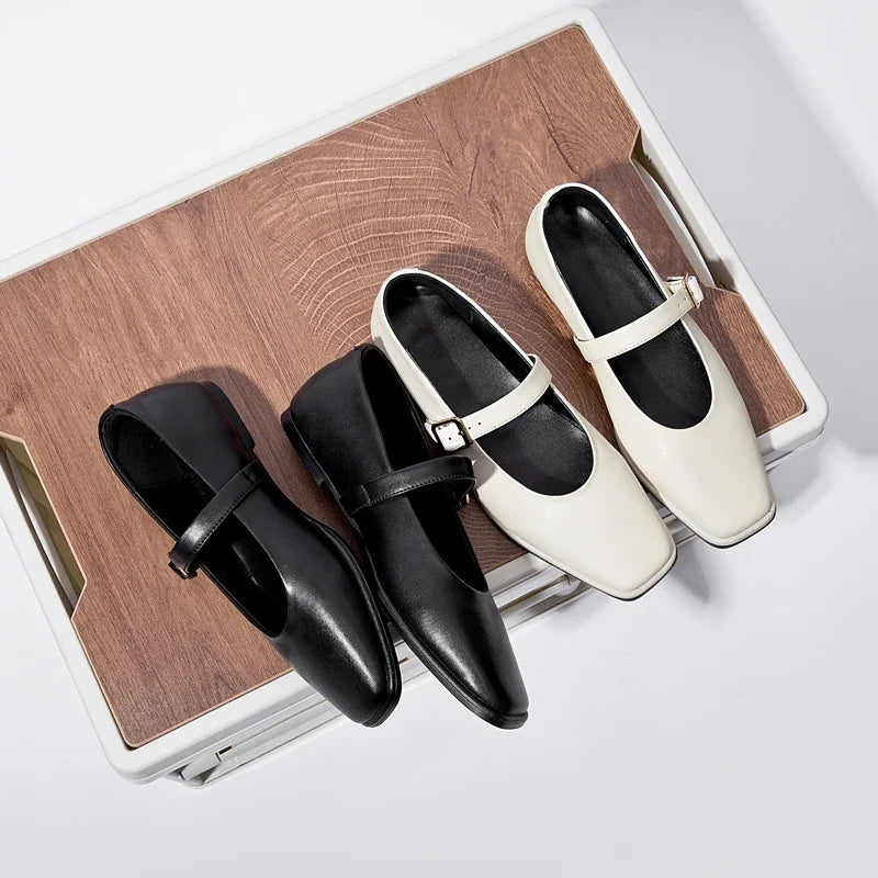 Marta | Scarpe Mary Jane Piatte in Pelle Bovina