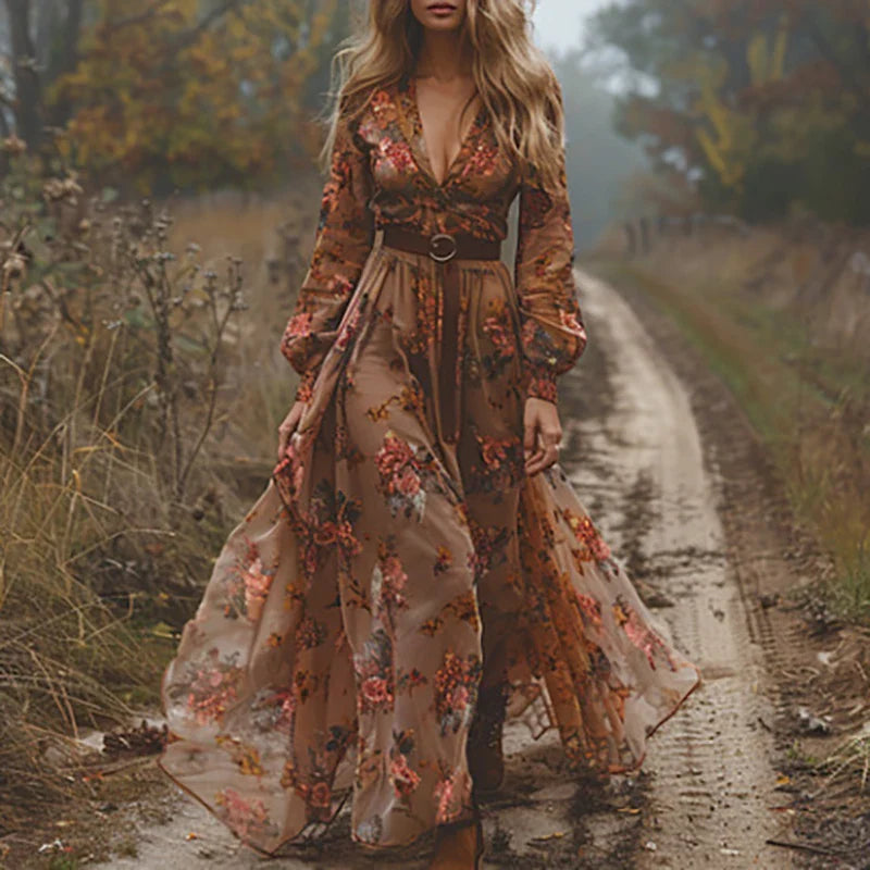 Maxi abito floreale da donna - Elegante abito estivo boho chic 3