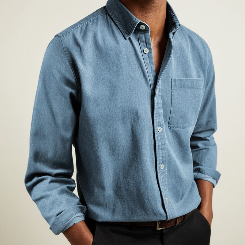 Camicia Uomo Classica Tasche Bottoni Frontali