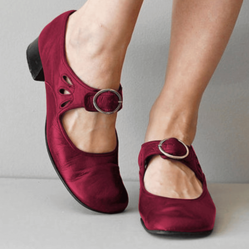 Sandali Donna Vintage Mary Jane Tacco Basso Largo