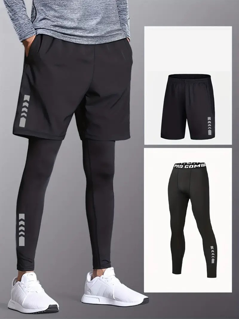 Completo Sportivo Uomo Pezzi Tights e Shorts