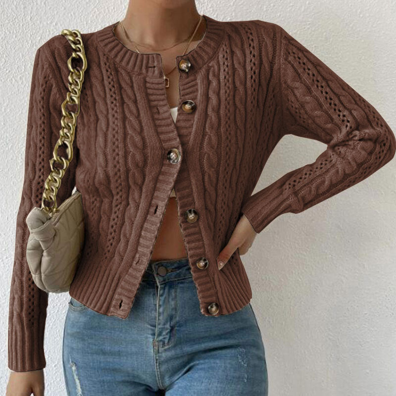 Cardigan Donna in Maglia Strutturata con Bottoni