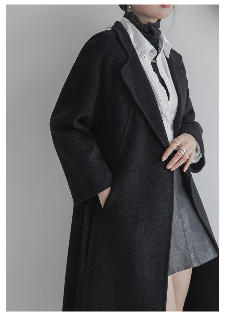 Cappotto Lungo Donna in Lana con Cintura