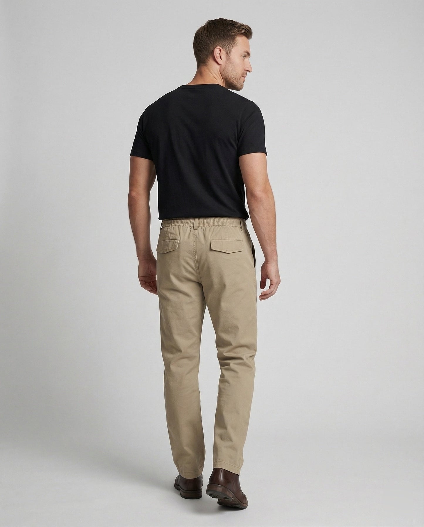 Pantaloni Chino Uomo Vita Elastica Taglio Dritto