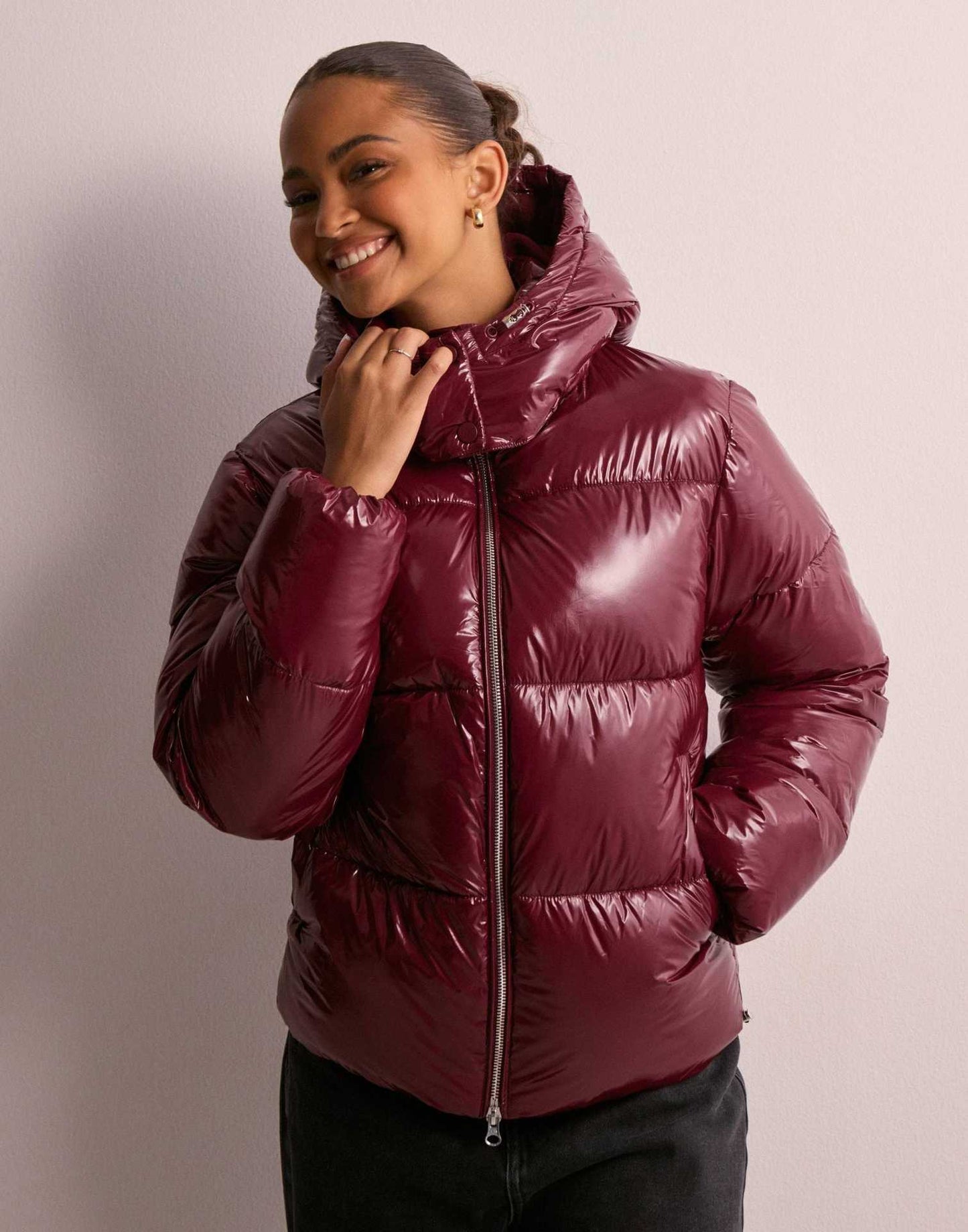 Giacca Piumino Donna Imbottita Calda con Cappuccio