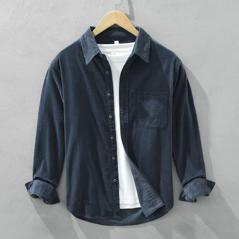 Camicia Uomo Retro in Corduroy con Bottoni