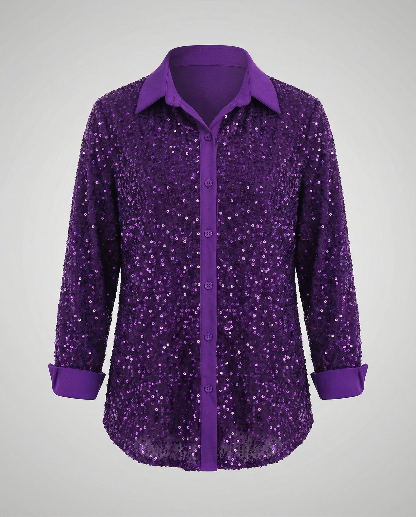 Blusa Donna Paillettes Elegante Manica Lunga