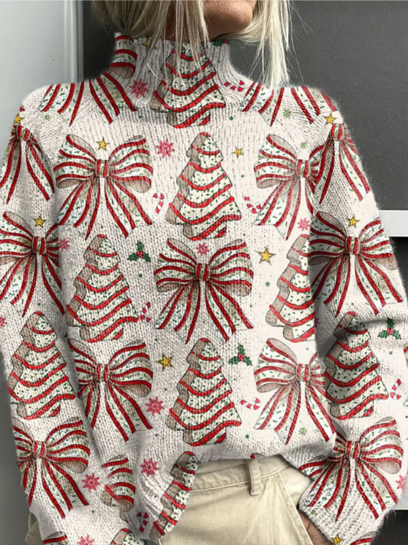Maglione Donna Natalizio con Fiocchi e Alberi di Natale - Brentozzi
