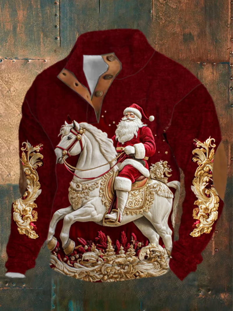 Maglione Uomo Natalizio con Stampa Cavaliere Regular Fit - Brentozzi
