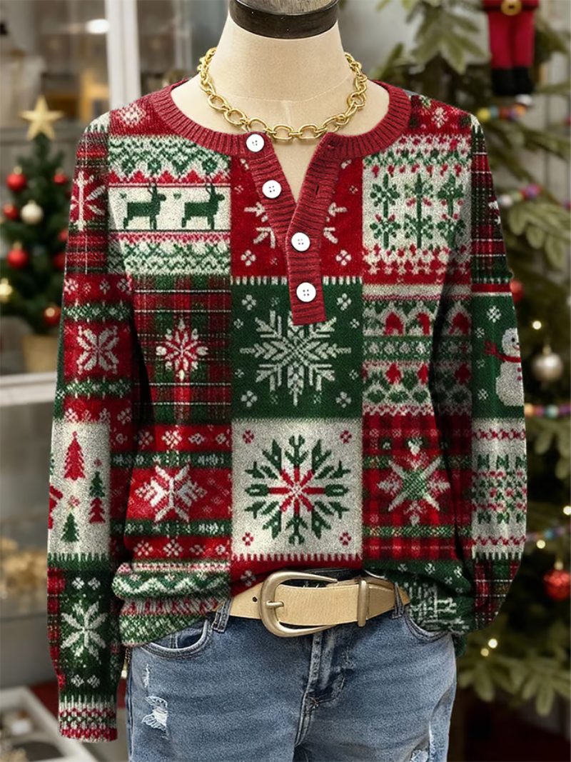 Maglione Uomo in Maglia con Renne e Fiocchi di Neve - Brentozzi