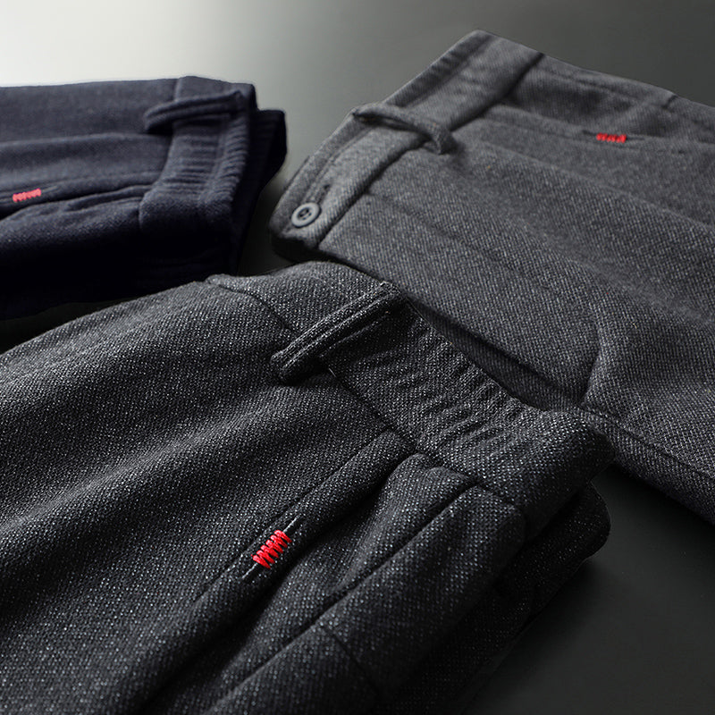 Pantaloni Uomo Tessuto Eleganti Slim Fit