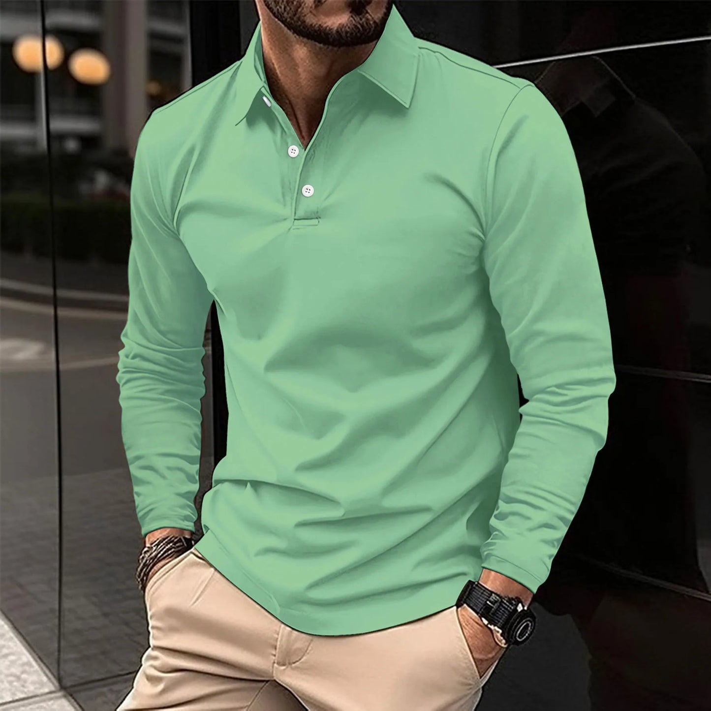 Polo Uomo Manica Lunga con Abbottonatura