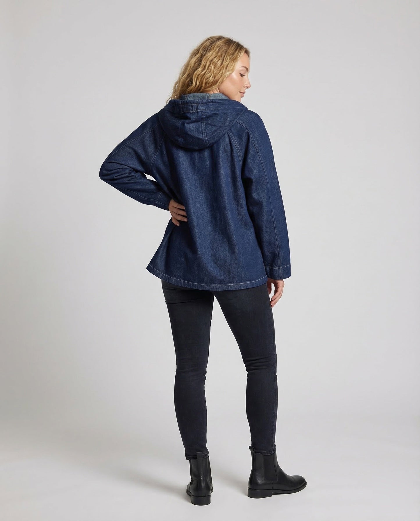 Parka Denim Donna Casual con Cappuccio