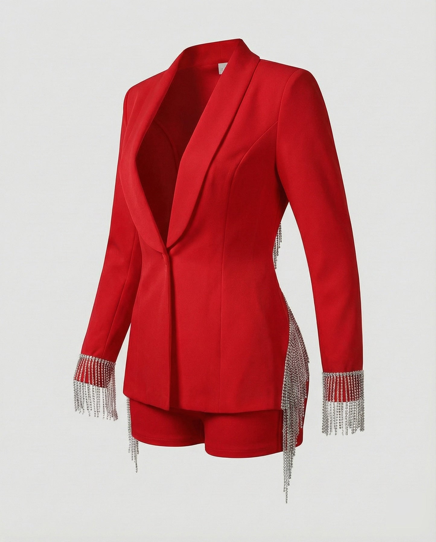 Completo Donna Blazer e Shorts con Frange Strass Elegante