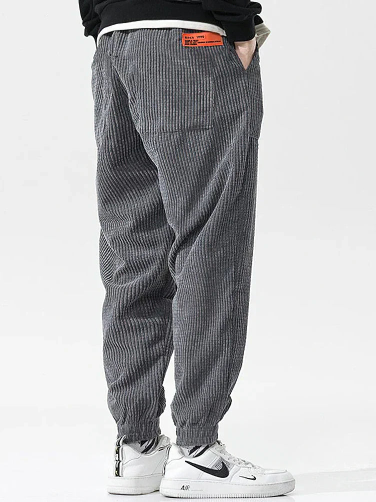Pantaloni Jogging Uomo Corduroy Morbidi Vestibilità Ampia