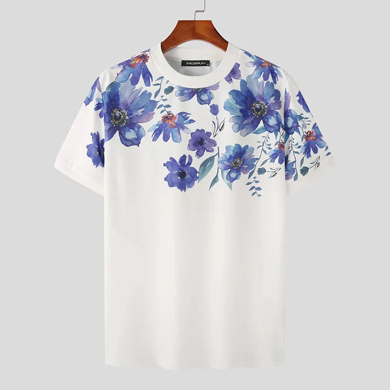 Camicia Uomo Manica Corta Motivo Floreale