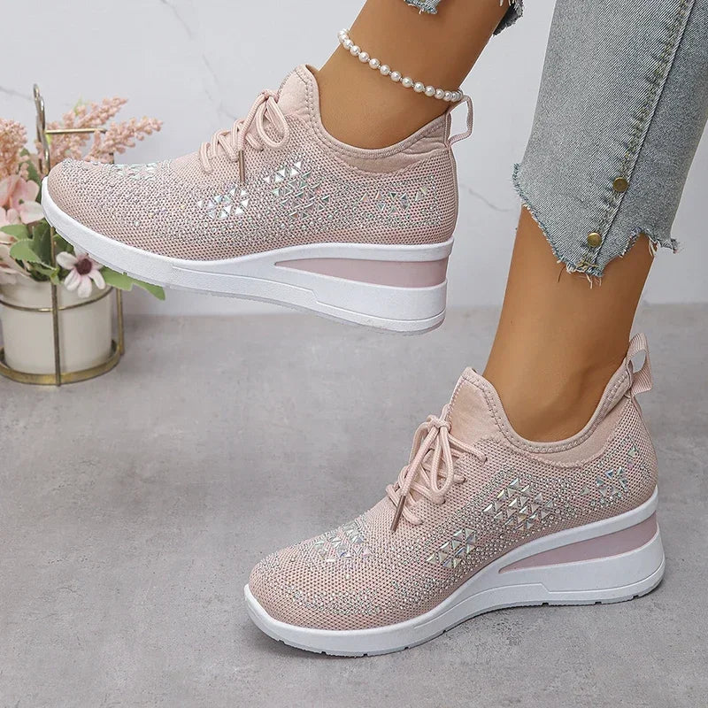 Sneaker Donna Ortopediche con Lacci e Strass