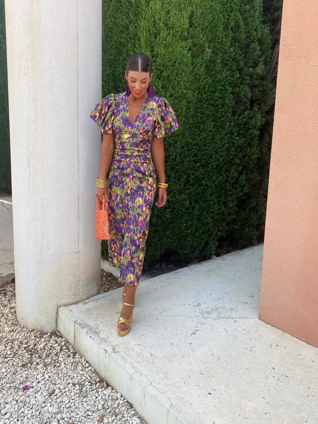 Abito Midi Donna con Ruches per Occasioni Speciali