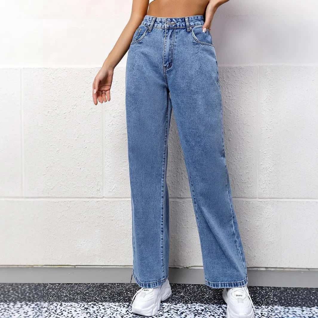 Jeans Donna Mom Vita Alta Taglio Dritto
