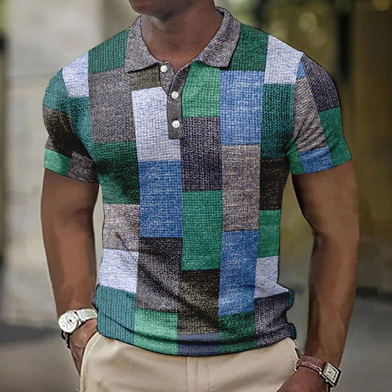 Polo Uomo Manica Corta Design Color Block